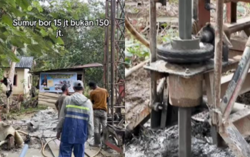 Perbandingan biaya sumur bor bantuan korban bencana Sumatera 2026, warga Aceh Timur menunjukkan sumur bor 3 inci kedalaman 89–100 meter dengan anggaran Rp15 juta.