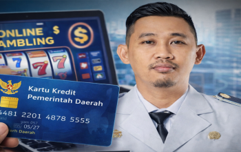 Ilustrasi Camat Medan Maimun Almuqarrom Natapradja dan Kartu Kredit Pemerintah Daerah terkait kasus dugaan penyalahgunaan KKPD untuk judi online.