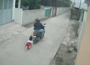 Bocah terseret motor pencuri di Medan saat mempertahankan ponsel yang dicuri pelaku, terekam kamera CCTV di Medan Marelan.