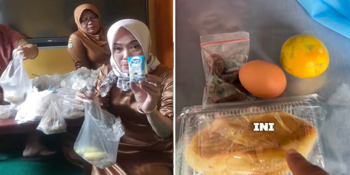 Menu MBG Ramadan hari pertama sekolah tahun 2026 yang viral di media sosial, menampilkan isi paket Makan Bergizi Gratis berupa roti, telur, buah, dan kurma.