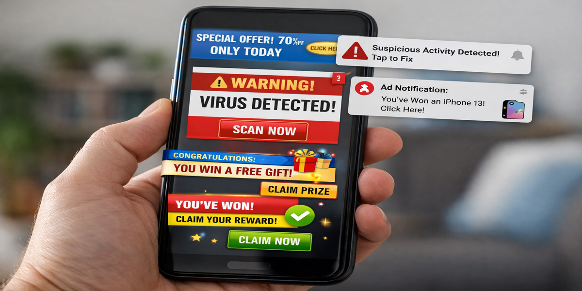 iklan di HP Android muncul sebagai pop-up dan notifikasi mengganggu di layar ponsel