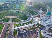 Masjid Agung Syahrun Nur Sipirok Tapanuli Selatan dengan arsitektur megah bergaya Timur Tengah dan sentuhan budaya Mandailing