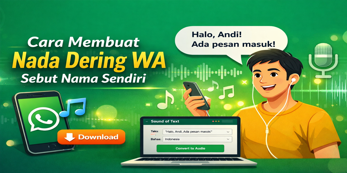 Ilustrasi nada dering WhatsApp sebut nama sendiri menggunakan Sound of Text di Android