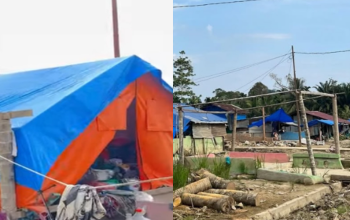 Warga Desa Sekumur Aceh Tamiang pascabanjir tinggal di tenda darurat hampir tiga bulan setelah banjir bandang merusak rumah dan lingkungan permukiman.