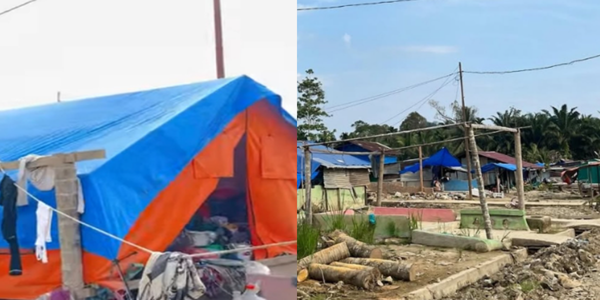Warga Desa Sekumur Aceh Tamiang pascabanjir tinggal di tenda darurat hampir tiga bulan setelah banjir bandang merusak rumah dan lingkungan permukiman.