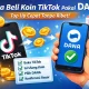 Infografis langkah-langkah cara beli Koin TikTok Pakai DANA 2026: Buka TikTok, Isi Ulang Koin, Pilih DANA, Konfirmasi Bayar