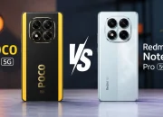 Perbandingan Poco X7 5G vs Redmi Note 14 Pro 5G dengan desain premium dan spesifikasi serupa.