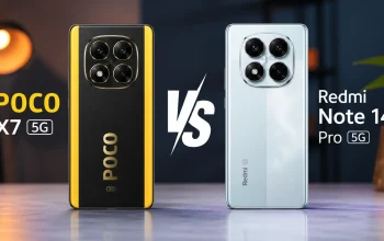 Perbandingan Poco X7 5G vs Redmi Note 14 Pro 5G dengan desain premium dan spesifikasi serupa.