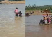 warga Sawang Aceh Utara menyeberang sungai menggunakan rakit darurat pascabencana 2025
