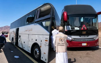 bus jemaah haji kecelakaan di Madinah di kawasan Jabal Magnet Arab Saudi