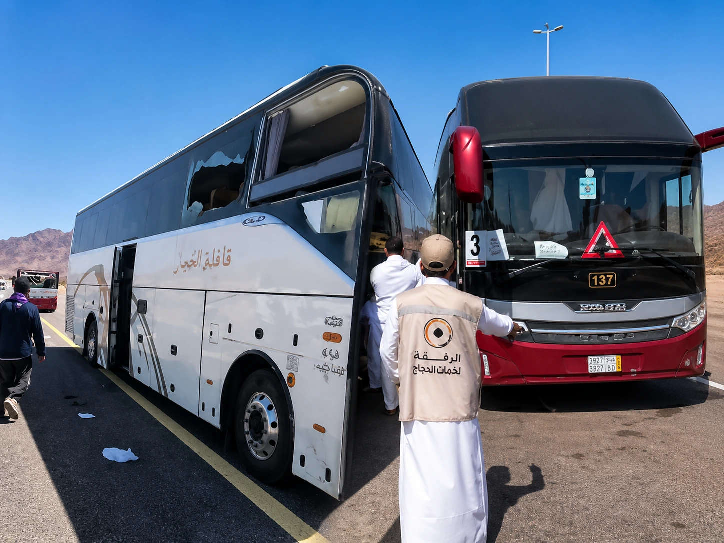 bus jemaah haji kecelakaan di Madinah di kawasan Jabal Magnet Arab Saudi