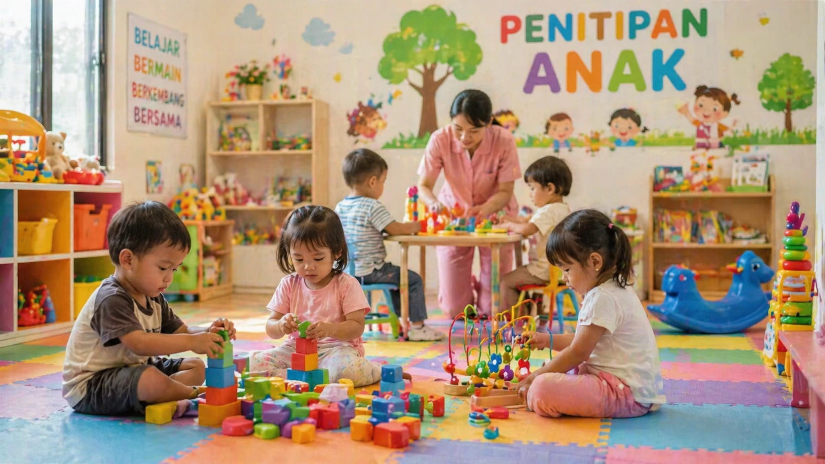 Ilustrasi penitipan anak untuk artikel investigasi Daycare Little Aresha di Yogyakarta.