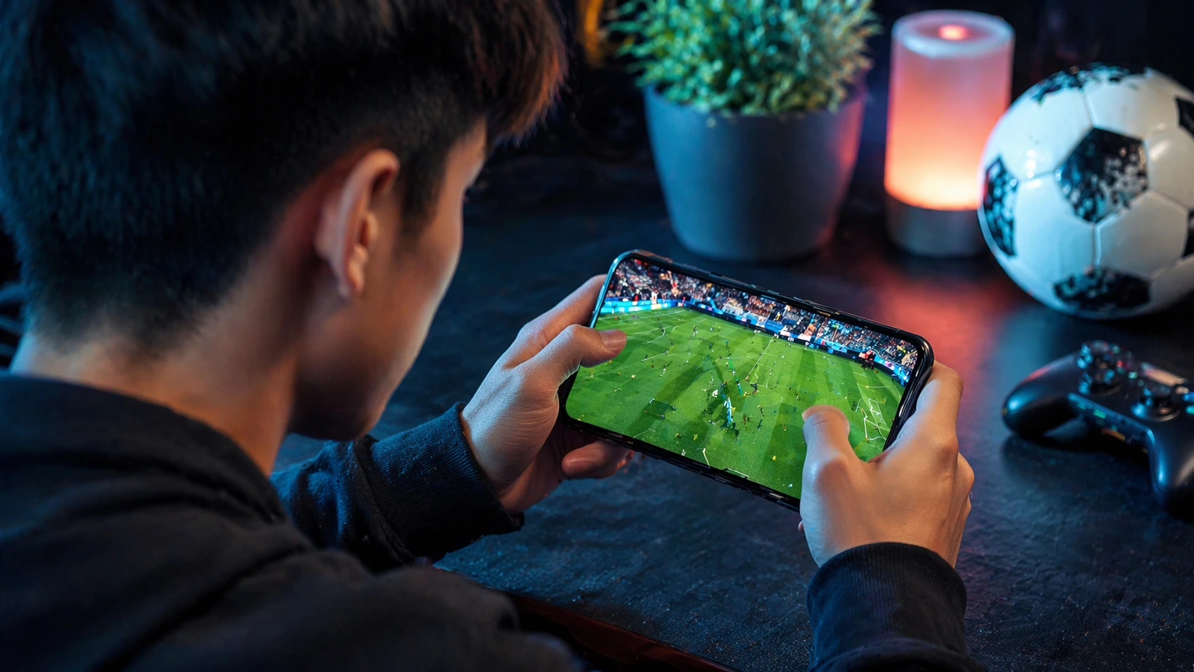 kode redeem fc mobile 17 april 2026 pemain sedang bermain FC Mobile di HP untuk klaim hadiah gratis gems dan pemain OVR tinggi