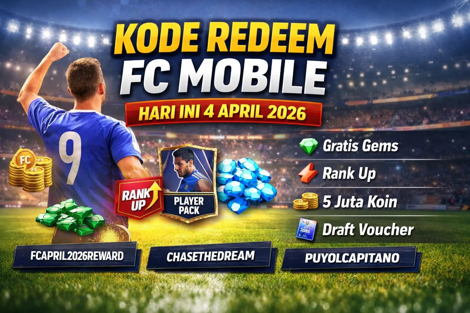 kode redeem FC Mobile hari ini 4 April 2026 hadiah gems rank up gratis EA Sports