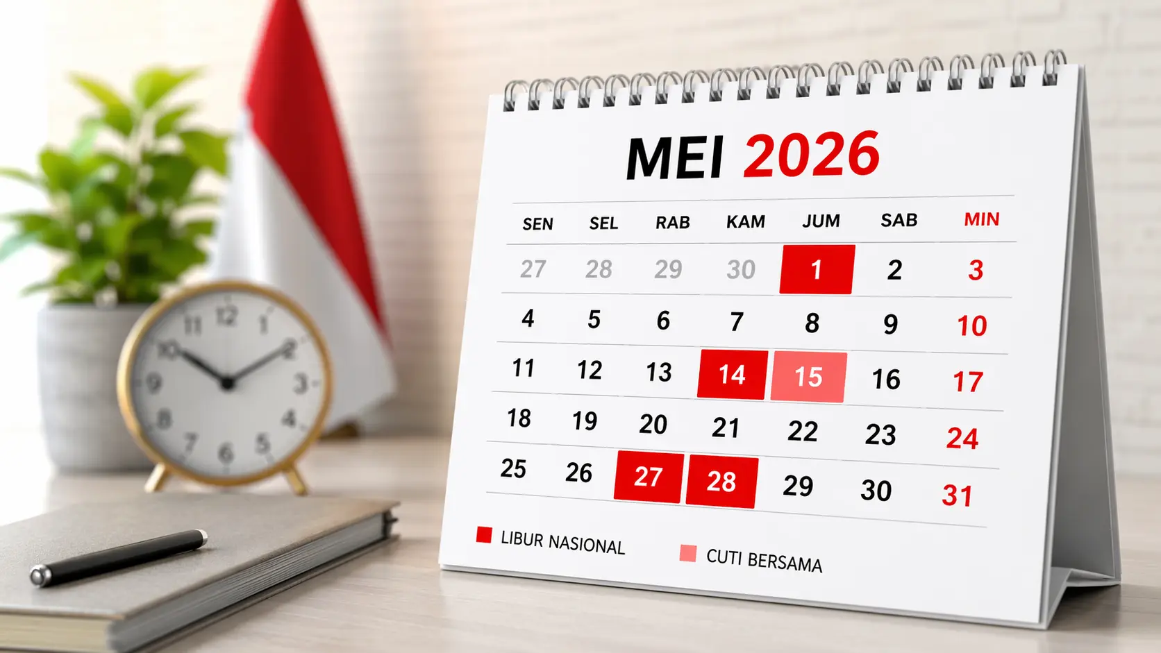tanggal merah Mei 2026 lengkap dengan daftar libur nasional dan cuti bersama kalender Indonesia