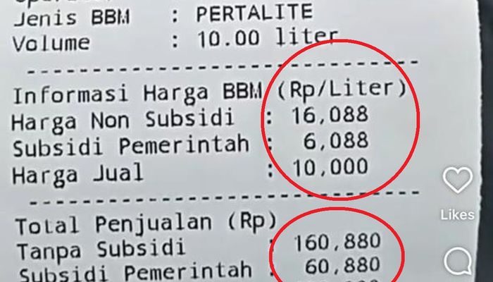 Heboh Struk Pertalite Tanpa Subsidi Rp16.088/Liter, Pertamina Komentar