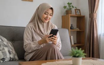 Ilustrasi cek status bantuan sosial PKH melalui smartphone untuk panduan Cara Cek Bansos PKH Mei 2026.