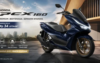 Harga Honda PCX160 Mei 2026 terbaru dengan desain premium warna biru dan fitur modern Honda RoadSync