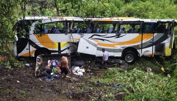 Bus Rombongan Pelajar Asal Batu Bara Masuk Jurang di Toba, 50 Orang Terluka
