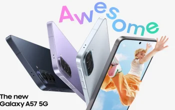 Samsung Galaxy A57 5G terbaru 2026 dengan desain premium, layar AMOLED 120Hz, dan sertifikasi IP68 di Indonesia.