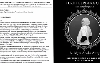 dokter internship meninggal dr Myta Aprilia Azmy FK Unsri di RSUD Kuala Tungkal Jambi
