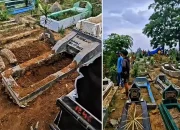 makam dibongkar di Simalungun dengan kondisi liang lahat terbuka di TPU Muslim dan warga melihat lokasi kejadian