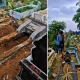 makam dibongkar di Simalungun dengan kondisi liang lahat terbuka di TPU Muslim dan warga melihat lokasi kejadian