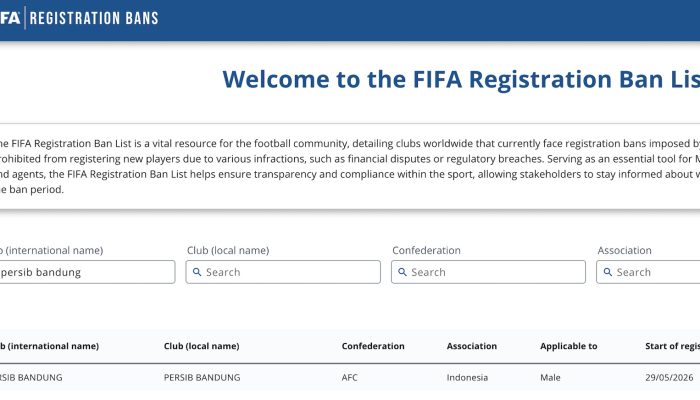 Persib Masuk Daftar FIFA Registration Ban