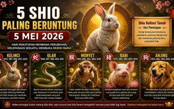 shio beruntung 5 Mei 2026 dalam astrologi China dengan simbol kelinci tanah dan prediksi keberuntungan hari ini