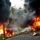 update kecelakaan bus ALS Muratara kondisi bus terbakar setelah tabrakan di Karang Jaya Musi Rawas Utara Sumatera Selatan
