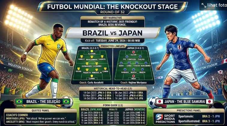 Prediksi Skor Brasil vs Jepang