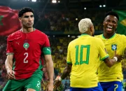 Brasil vs Maroko di MetLife Stadium, New Jersey, pada 14 Juni 2026. Pemain Maroko dan Brasil tampil dalam suasana pertandingan sengit yang menampilkan duel antara disiplin taktis Singa Atlas dan kreativitas menyerang Selecao di hadapan ribuan penonton.