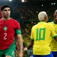 Brasil vs Maroko di MetLife Stadium, New Jersey, pada 14 Juni 2026. Pemain Maroko dan Brasil tampil dalam suasana pertandingan sengit yang menampilkan duel antara disiplin taktis Singa Atlas dan kreativitas menyerang Selecao di hadapan ribuan penonton.
