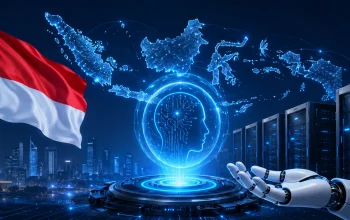 Ilustrasi domain AI Indonesia .ai.id yang resmi diluncurkan sebagai identitas digital bagi startup, perusahaan, dan komunitas kecerdasan artifisial nasional.