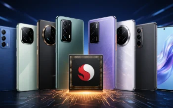 Ilustrasi HP 5G Snapdragon terbaik 2026 dengan berbagai smartphone Android berperforma tinggi yang menggunakan chipset Snapdragon untuk gaming, kamera, dan penggunaan sehari-hari.
