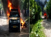 Bentrok warga Seram Bagian Barat menyebabkan mobil dinas Polres dan motor Bhabinkamtibmas dibakar massa di Kecamatan Huamual.