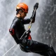Peserta canyoneering Tapanuli Selatan melakukan rappelling di Air Terjun Sisundung setinggi 23 meter di Kecamatan Angkola Barat, Sumatera Utara.